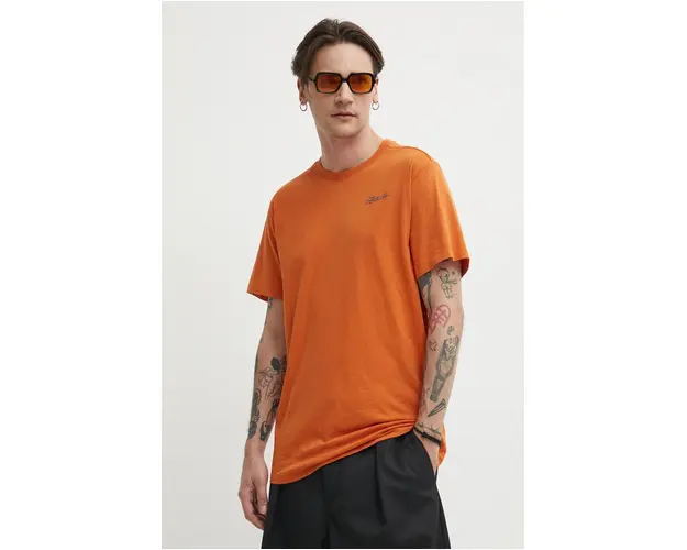 G-Star Raw tricou din bumbac barbati, culoarea portocaliu, cu imprimeu