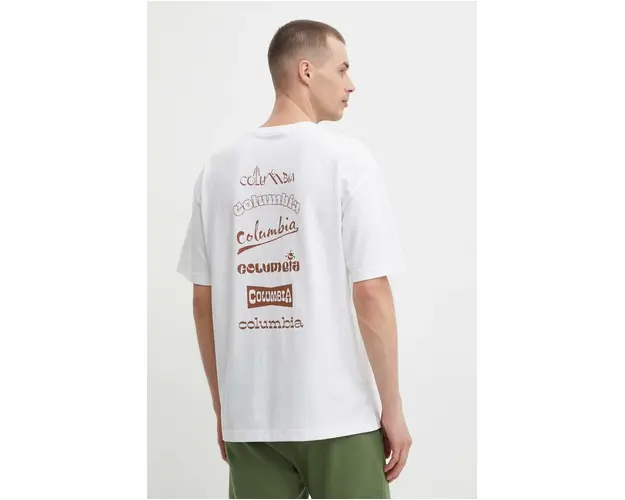 Columbia tricou Burnt Lake barbati, culoarea alb, cu imprimeu, 2071711
