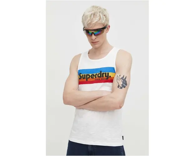 Superdry tricou din bumbac barbati, culoarea alb