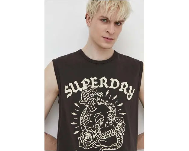 Superdry tricou din bumbac barbati, culoarea gri