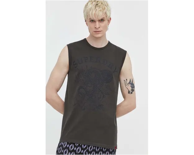 Superdry tricou din bumbac barbati, culoarea verde