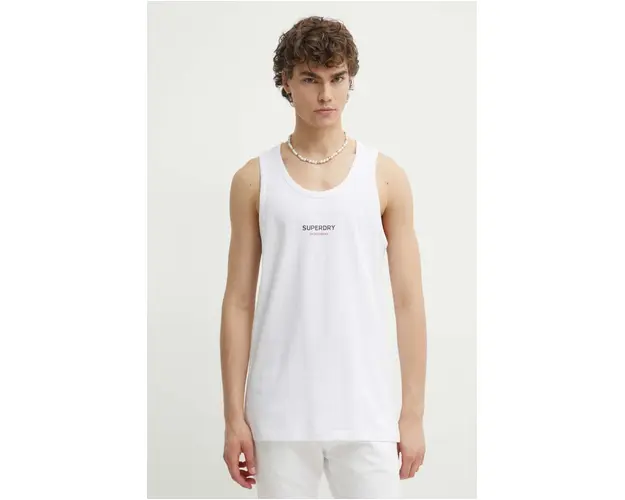 Superdry tricou din bumbac barbati, culoarea alb