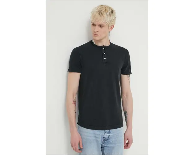 Superdry tricou din bumbac barbati, culoarea negru, neted