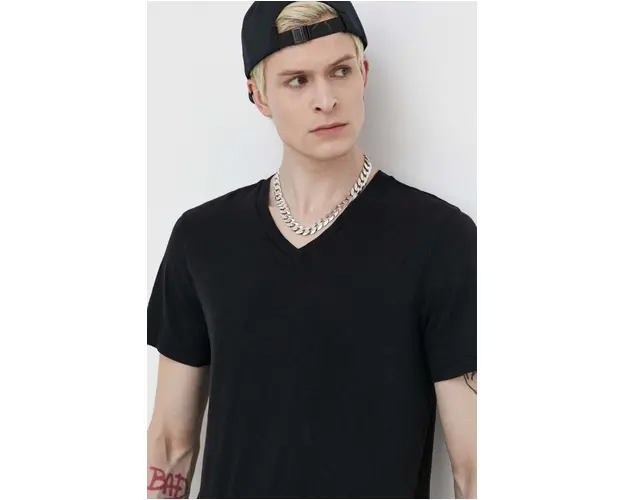 Superdry tricou din bumbac barbati, culoarea negru, neted