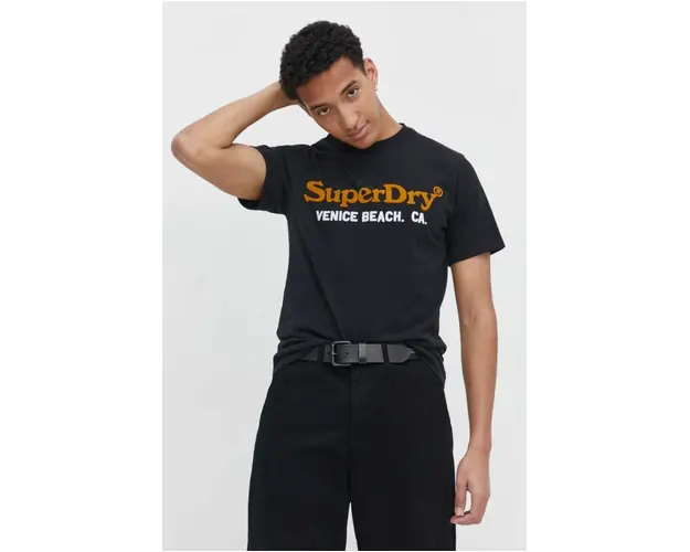 Superdry tricou barbati, culoarea negru, cu imprimeu