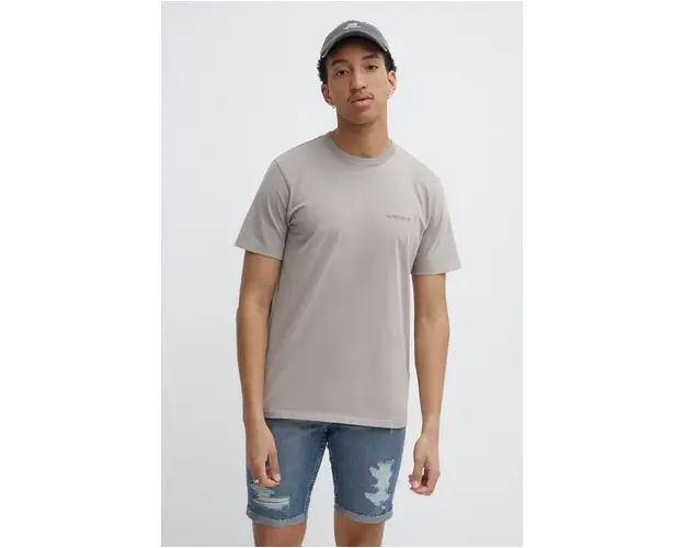 Superdry tricou din bumbac barbati, culoarea bej, neted