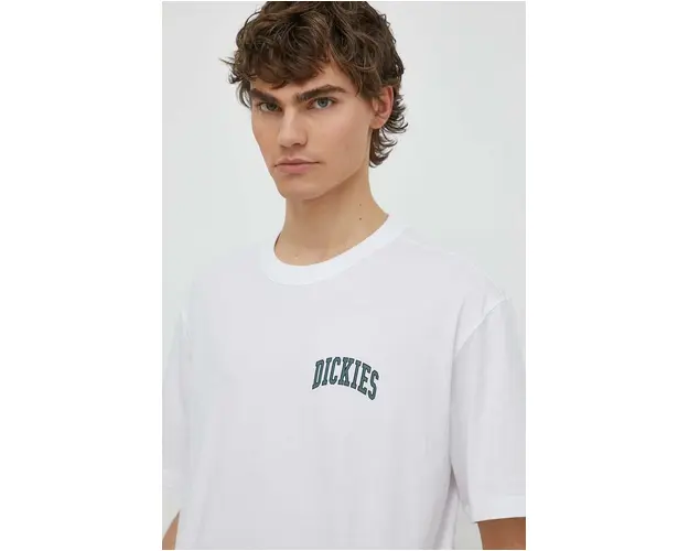 Dickies tricou din bumbac AITKIN CHEST TEE SS barbati, culoarea alb, cu imprimeu, DK0A4Y8O