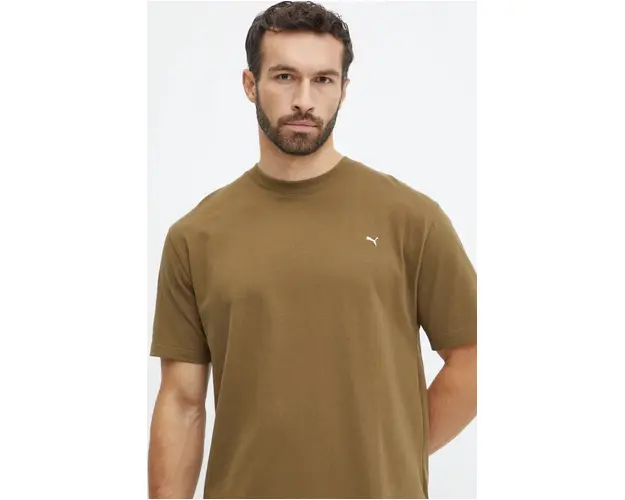 Puma tricou din bumbac MMQ barbati, culoarea verde, neted, 624009