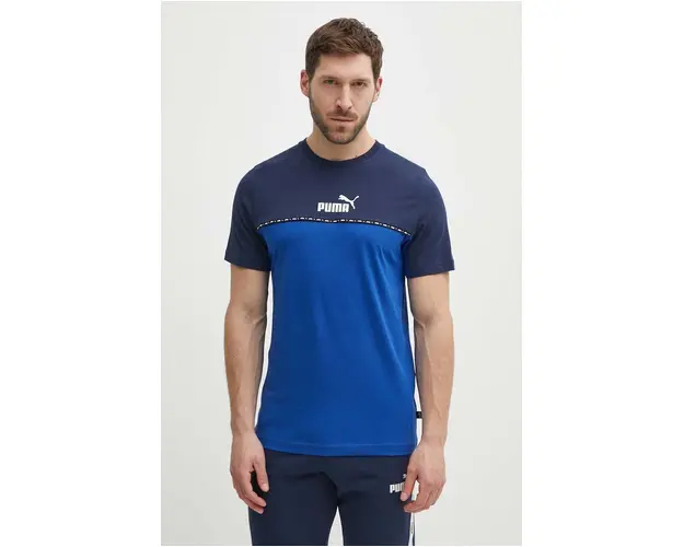 Puma tricou din bumbac barbati, culoarea bleumarin, cu imprimeu 673341