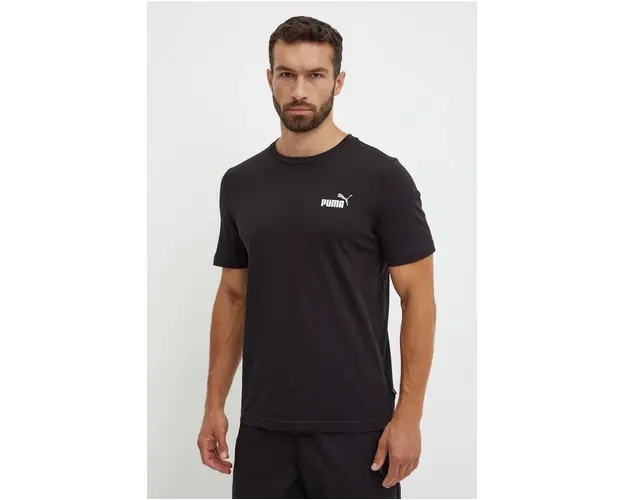 Puma tricou din bumbac barbati, culoarea negru, melanj