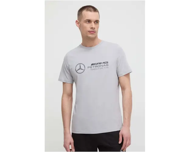 Puma tricou din bumbac barbati, culoarea gri, cu imprimeu 623762