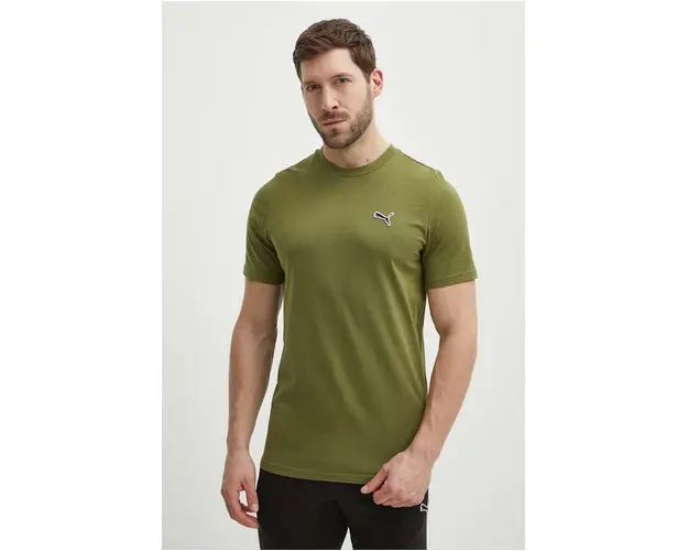 Puma tricou din bumbac BETTER ESSENTIALS barbati, culoarea verde, uni, 675977