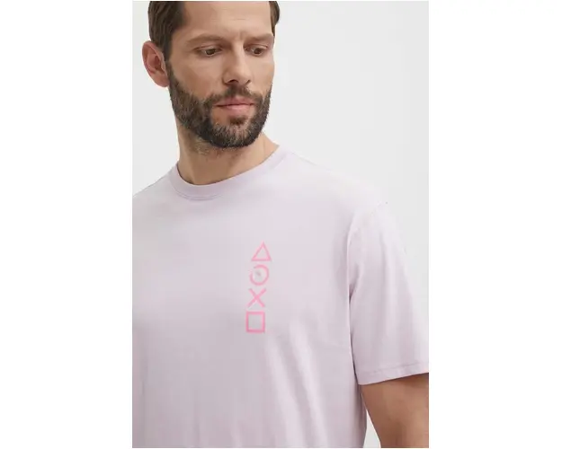 Puma tricou din bumbac PUMA X PLAYSTATION barbati, culoarea violet, cu imprimeu, 624694