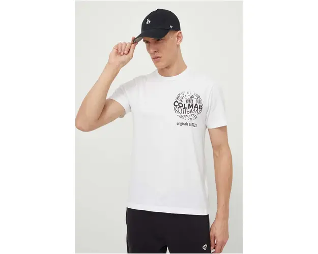 Colmar tricou din bumbac barbati, culoarea alb, cu imprimeu