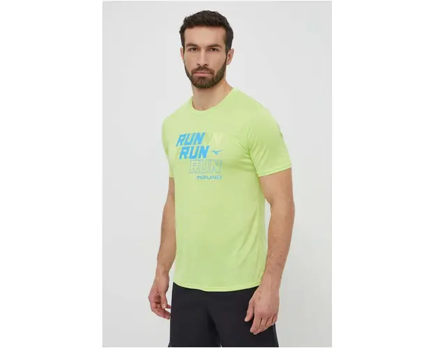 Mizuno tricou de alergare Core Run culoarea verde, cu imprimeu, J2GAB008