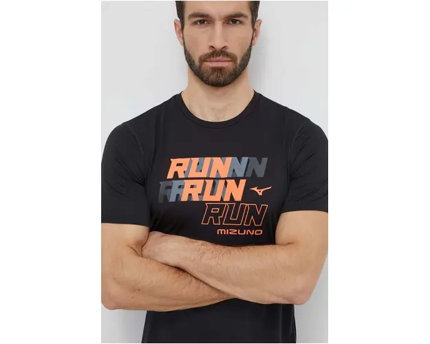 Mizuno tricou de alergare Core Run culoarea negru, cu imprimeu, J2GAB008