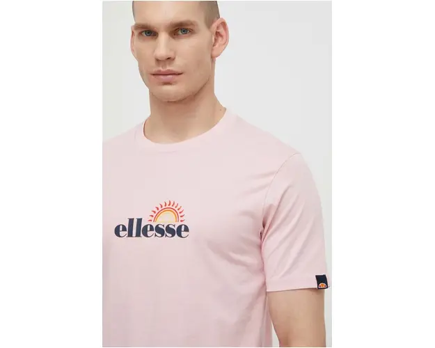 Ellesse tricou din bumbac Trea T-Shirt barbati, culoarea roz, cu imprimeu, SHV20126