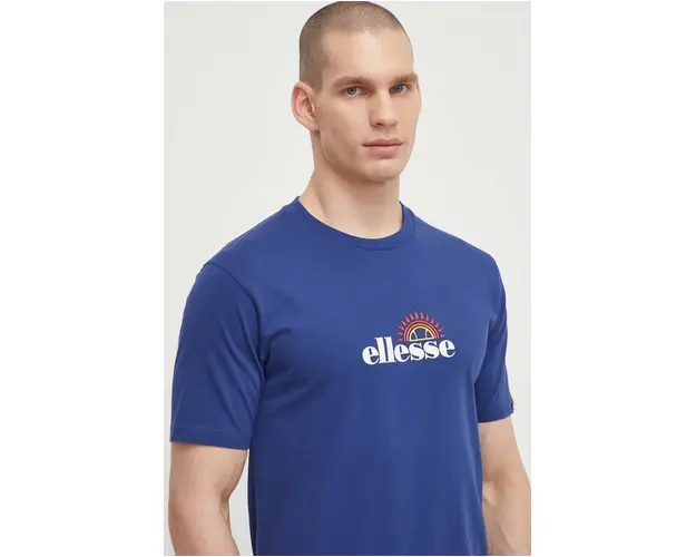 Ellesse tricou din bumbac Trea T-Shirt barbati, culoarea albastru marin, cu imprimeu, SHV20126