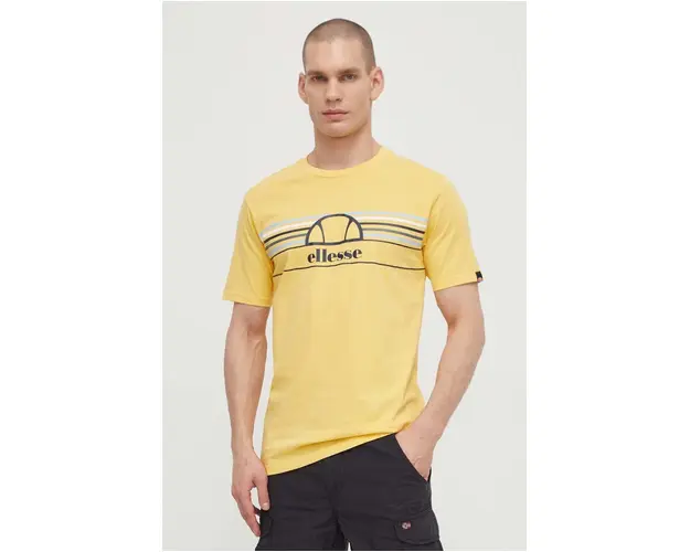 Ellesse tricou din bumbac Lentamente T-Shirt barbati, culoarea galben, cu imprimeu, SHV11918
