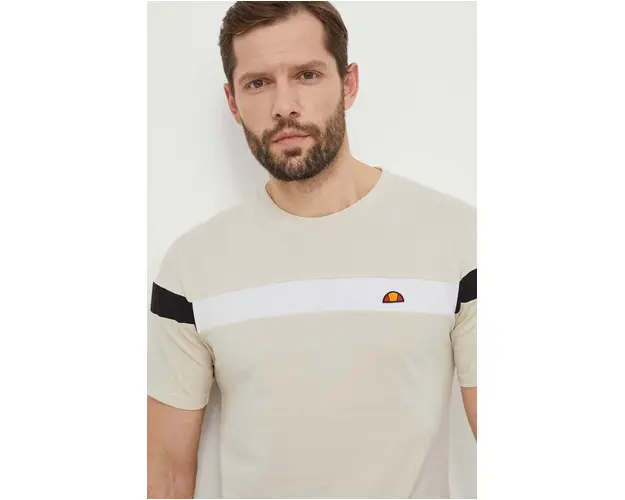 Ellesse tricou din bumbac barbati, culoarea bej, modelator