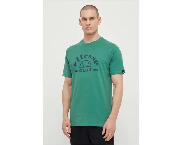 Ellesse tricou din bumbac Club T-Shirt barbati, culoarea verde, cu imprimeu, SHV20259
