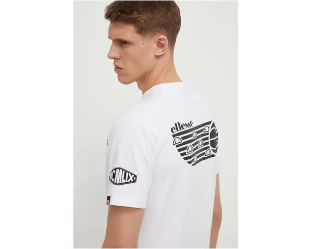 Ellesse tricou din bumbac Boretto T-Shirt barbati, culoarea alb, cu imprimeu, SHV20120