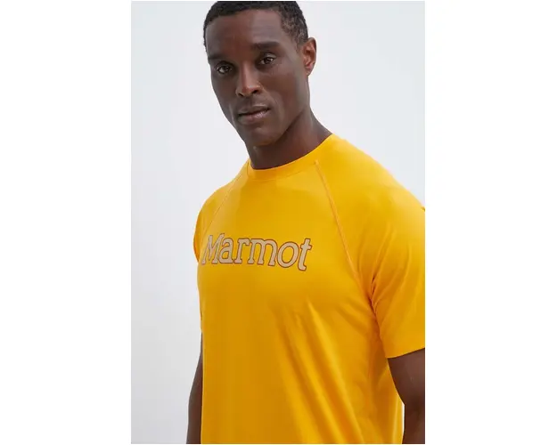 Marmot tricou sport Windridge Graphic culoarea galben, cu imprimeu