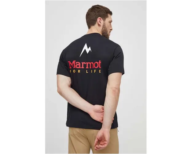 Marmot tricou sport Marmot For Life culoarea negru, cu imprimeu