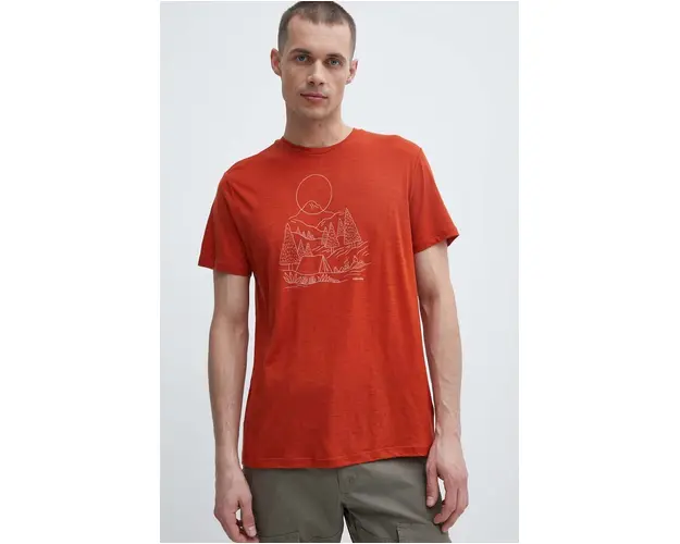 Icebreaker tricou sport Merino 150 Tech Lite III culoarea rosu, cu imprimeu, IB0A56X1A841