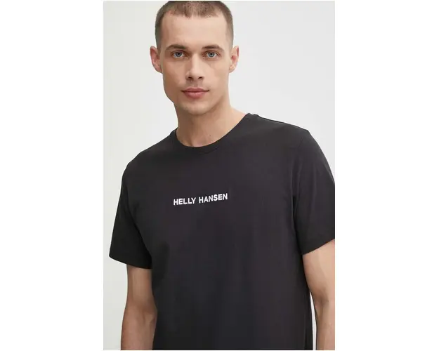 Helly Hansen tricou din bumbac barbati, culoarea negru, cu imprimeu