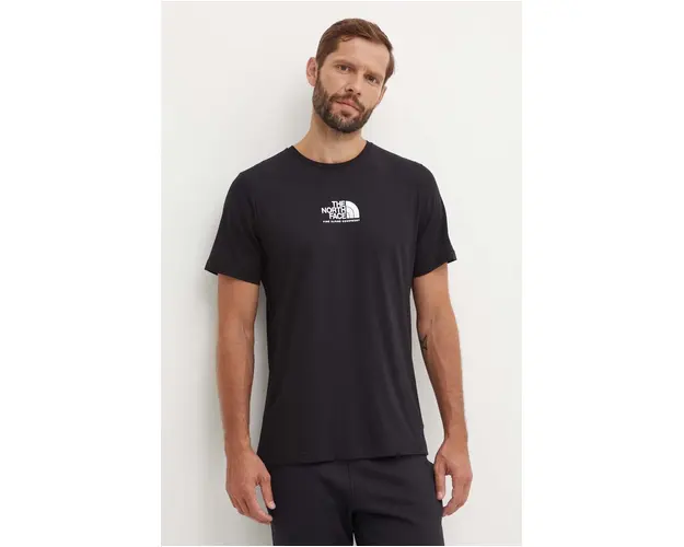The North Face tricou din bumbac M S/S Fine Alpine Equipment Tee 3 barbati, culoarea negru, cu imprimeu, NF0A87U3JK31