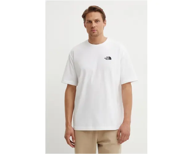 The North Face tricou din bumbac M S/S Essential Oversize Tee barbati, culoarea alb, cu imprimeu, NF0A87NRFN41