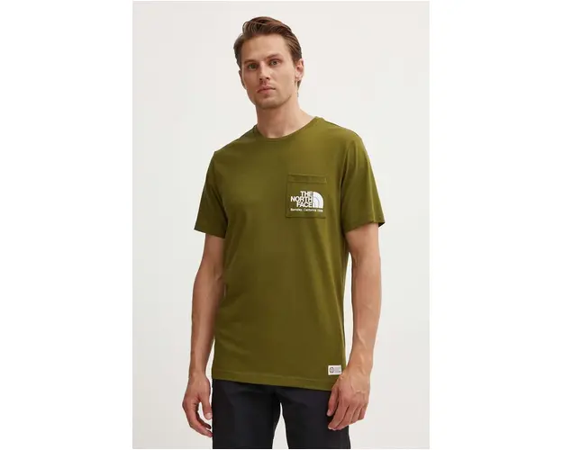 The North Face tricou din bumbac M Berkeley California Pocket S/S Tee barbati, culoarea verde, cu imprimeu, NF0A87U2PIB1