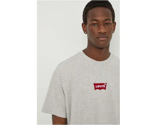 Levi's tricou din bumbac barbati, culoarea gri, cu imprimeu