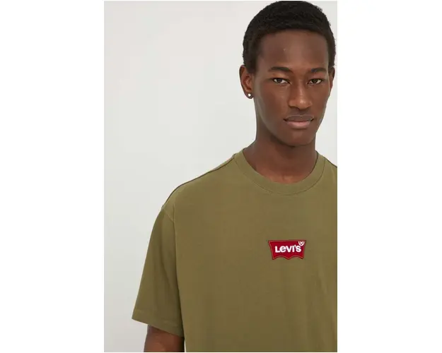 Levi's tricou din bumbac barbati, culoarea verde, cu imprimeu