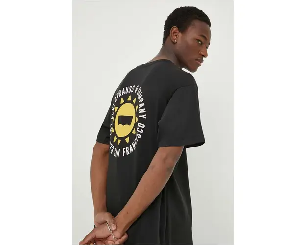 Levi's tricou din bumbac barbati, culoarea negru, cu imprimeu