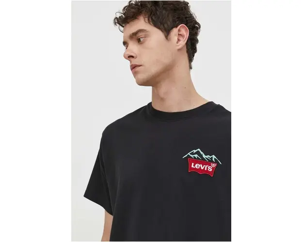 Levi's tricou din bumbac barbati, culoarea negru, cu imprimeu