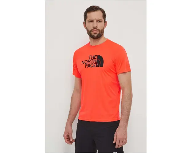 The North Face tricou sport Reaxion Easy culoarea rosu, cu imprimeu, NF0A4CDVQI41