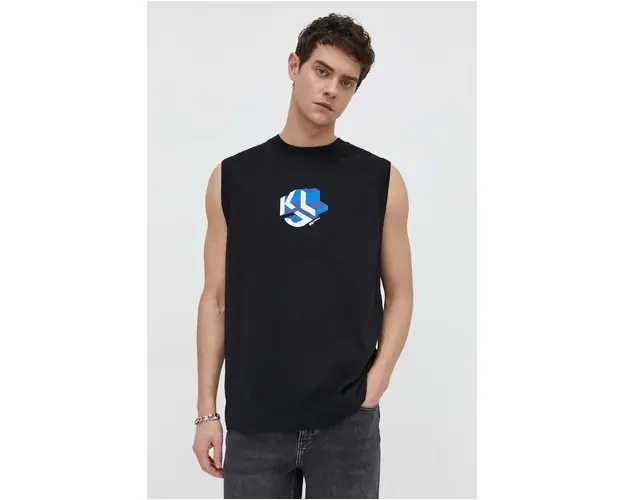 Karl Lagerfeld Jeans tricou din bumbac barbati, culoarea negru