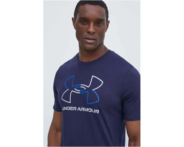 Under Armour tricou barbati, culoarea albastru marin, modelator
