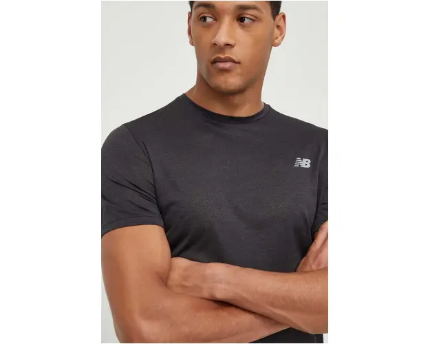 New Balance tricou de antrenament Athletics culoarea negru, neted