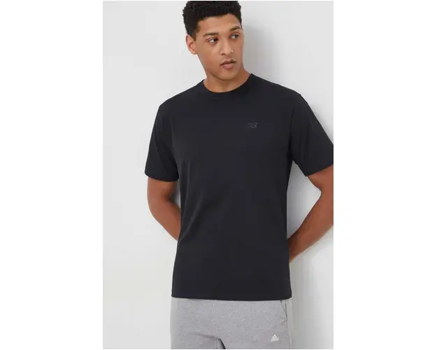 New Balance tricou din bumbac barbati, culoarea negru, cu imprimeu