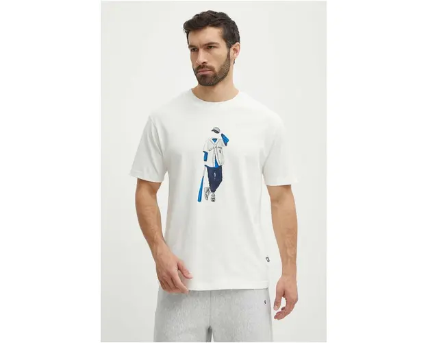 New Balance tricou din bumbac barbati, culoarea bej, cu imprimeu, MT41577SST