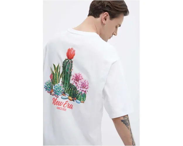 New Era tricou din bumbac barbati, culoarea alb, cu imprimeu