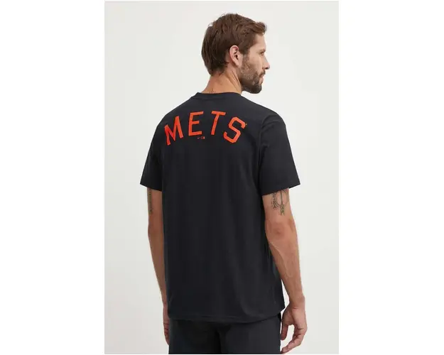 Nike tricou din bumbac New York Mets barbati, culoarea negru, cu imprimeu