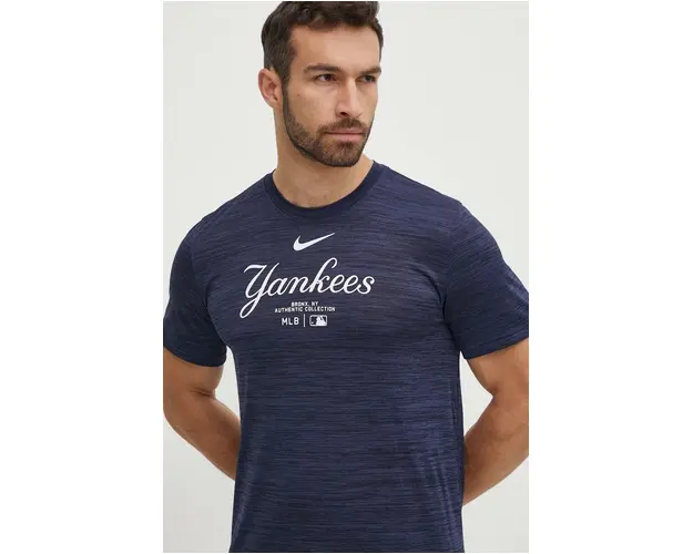 Nike tricou New York Yankees barbati, culoarea albastru marin, cu imprimeu
