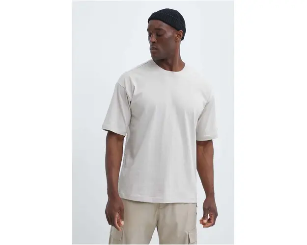 Champion tricou din bumbac barbati, culoarea bej, neted, 220017