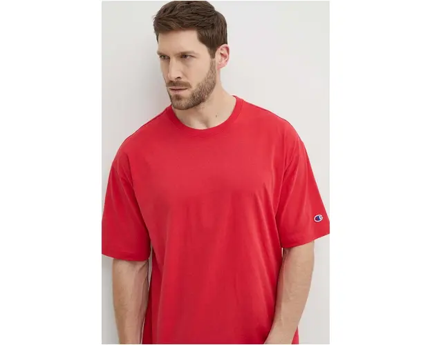 Champion tricou din bumbac barbati, culoarea rosu, neted, 220017