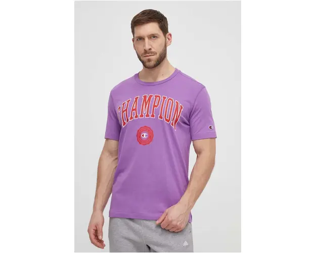 Champion tricou din bumbac barbati, culoarea violet, cu imprimeu, 219852