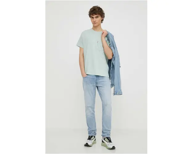 Levi's tricou din bumbac barbati, culoarea gri, neted